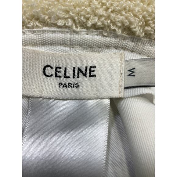 Celine Terry White Terry Cloth Bucket Hat With All-Over Triomphe Motif Size M - Picture 4 of 5